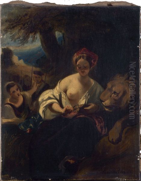 Le lion amoureux Oil Painting by Camille Roqueplan