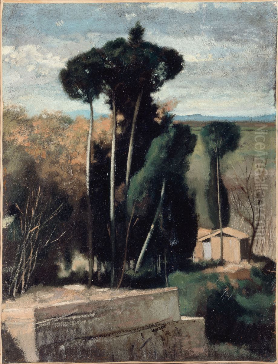 Paysage d'Italie. Pins parasols Oil Painting by Jean-Jacques Henner