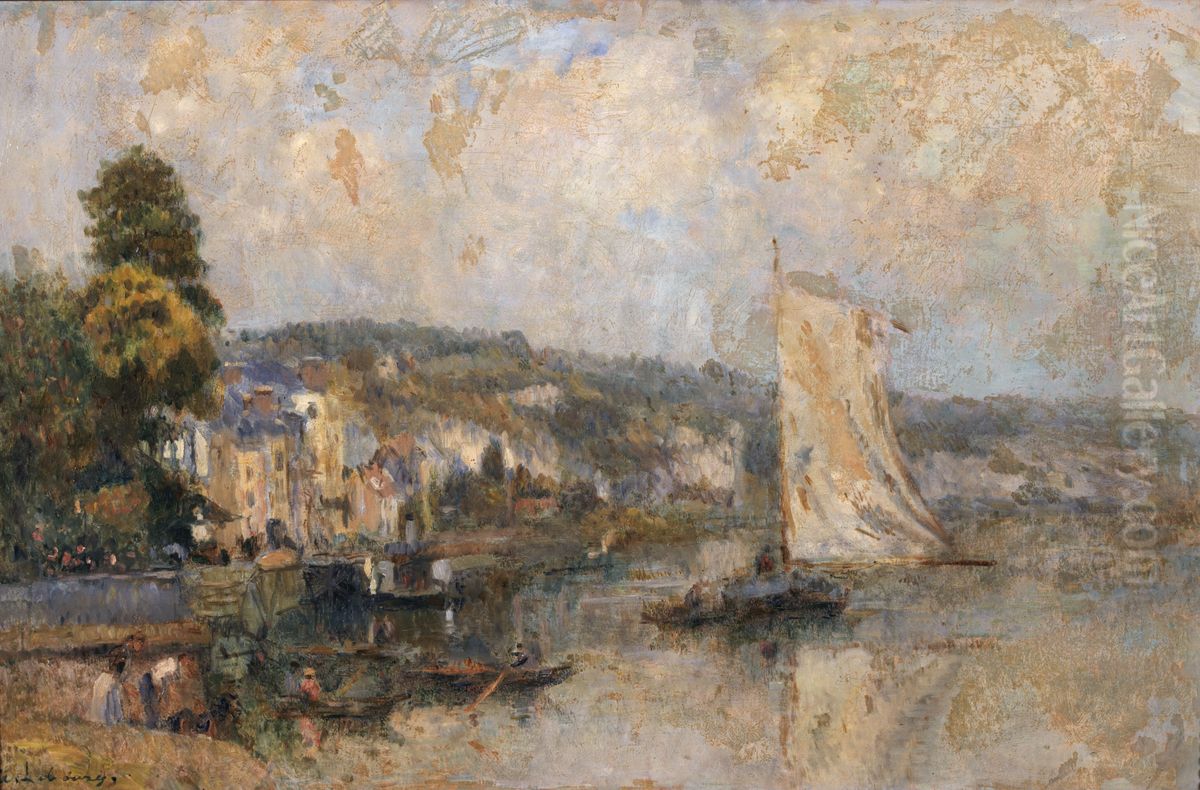 La Seine a La Bouille, environs de Rouen Oil Painting by Albert Lebourg