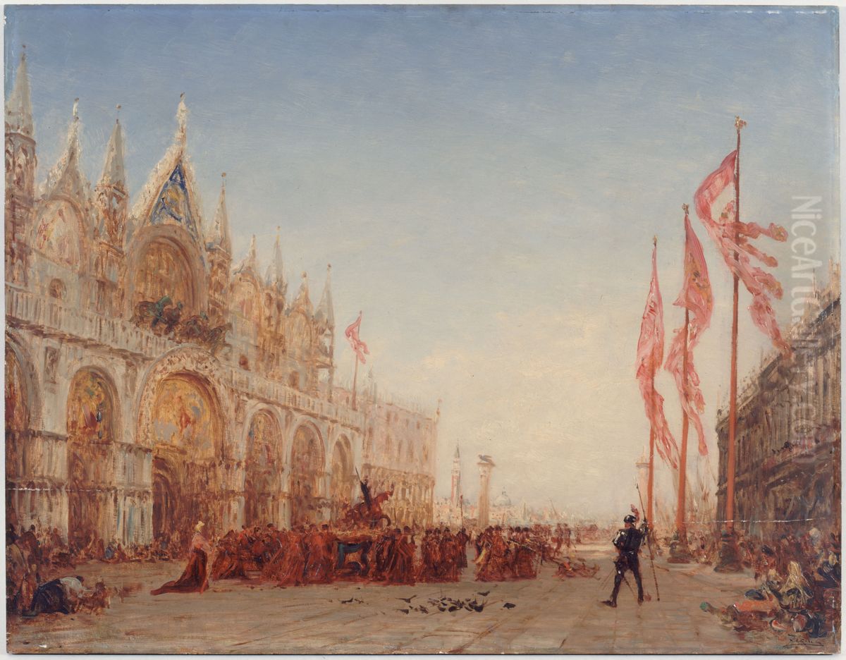 Venise, procession de la Saint-Georges Oil Painting by Felix Ziem