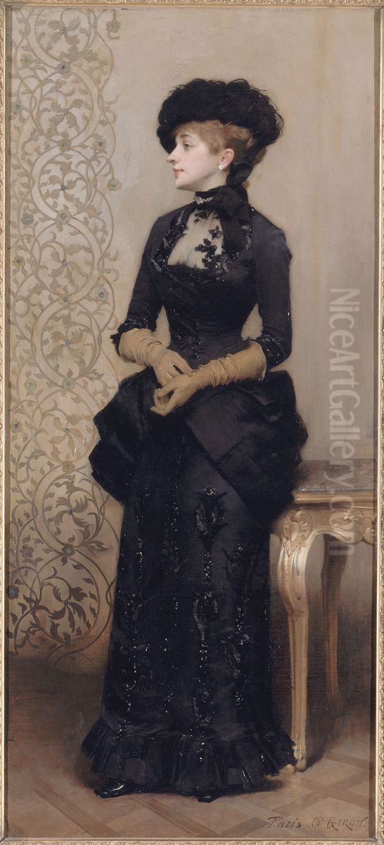 Femme aux gants, dite La Parisienne Oil Painting by Charles Giron