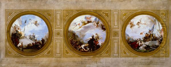 Esquisse pour la mairie du 6eme : Egalite. Liberte. Fraternite. Oil Painting by Henri Leopold Levy