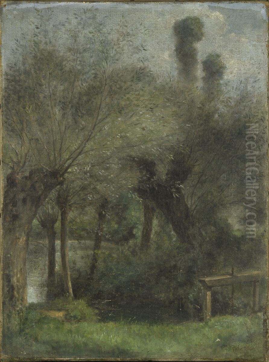 Etang de Jouy-le-Comte pres de l'Isle-Adam Oil Painting by Fernand Pelez