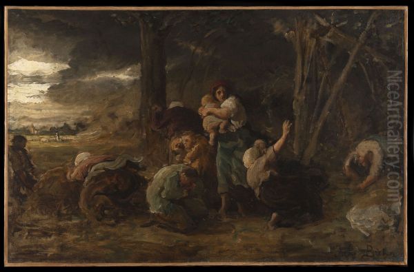 La foudre Oil Painting by Jules Breton