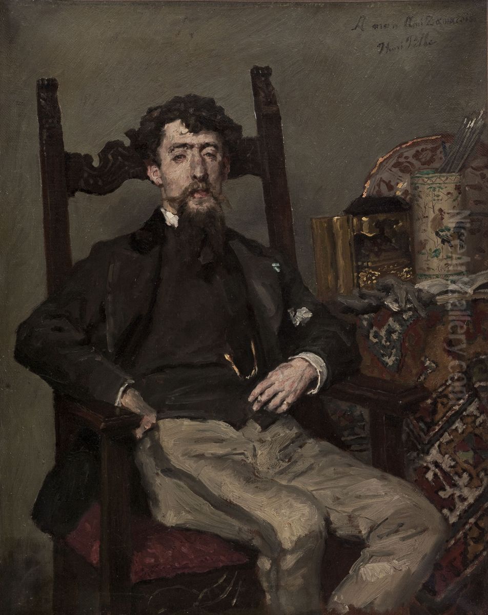Edouardo Zamacois Y Zabala Oil Painting by Henri Pille
