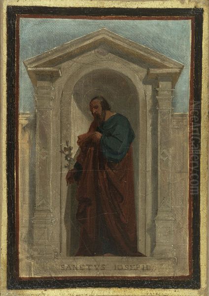 Esquisse pour l'eglise Notre-Dame-de-Bonne-Nouvelle : Saint Joseph Oil Painting by Nicolas-Auguste Hesse