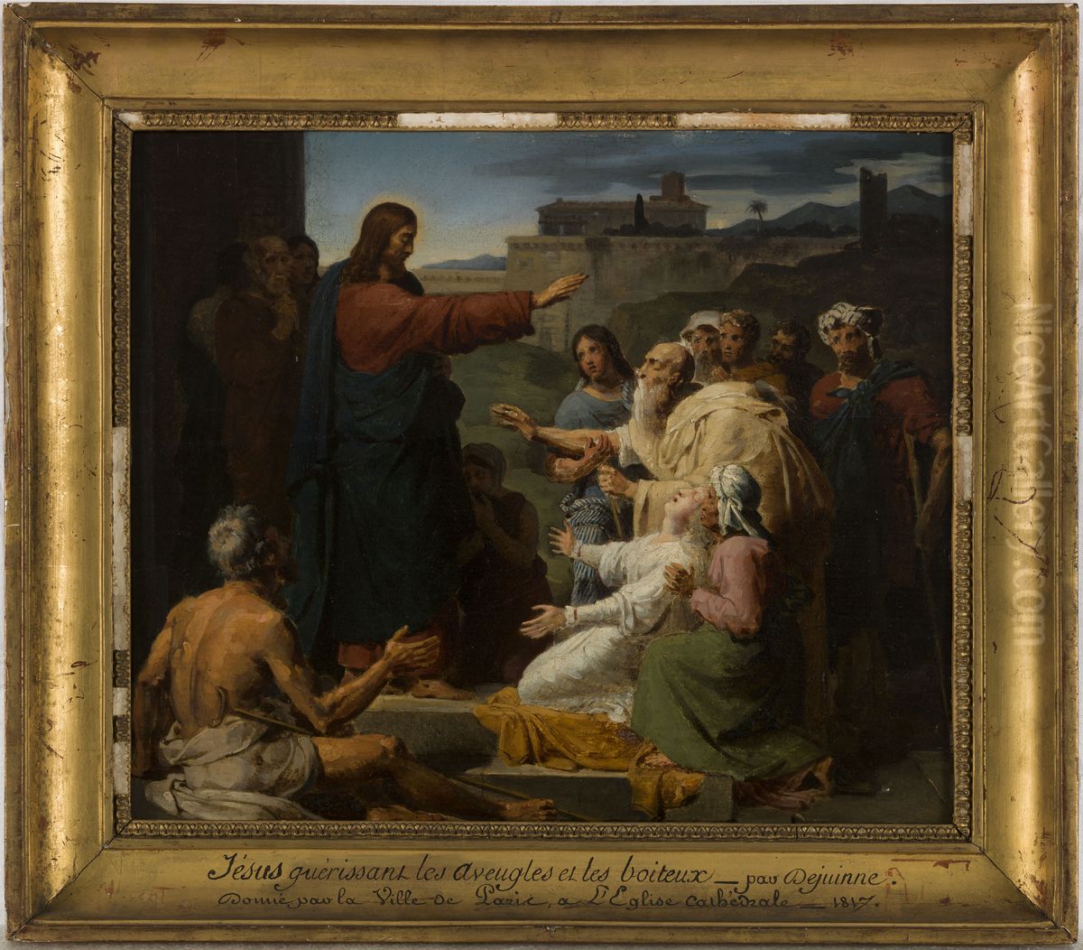 Esquisse pour l'ancienne eglise Saint-Vincent-de-Paul : Jesus guerissant les aveugles et les boiteux Oil Painting by Francois-Louis Dejuinne