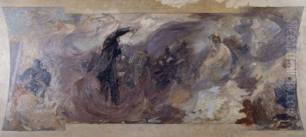 Esquisse pour le Petit Palais, galerie sud : La musique fantastique Oil Painting by Alfred Philippe Roll