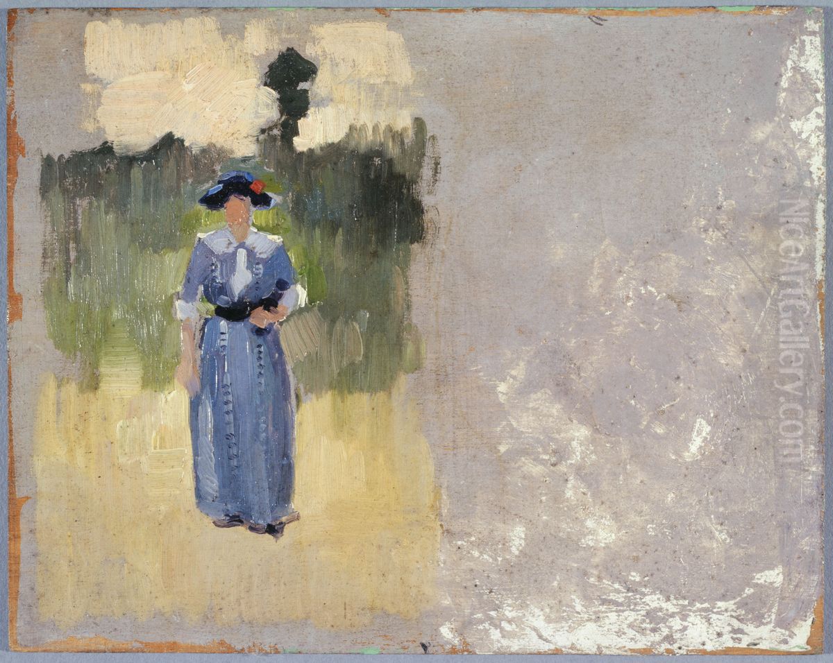 Etude de personnage (Le cours La Reine) Oil Painting by Jules Ernest Renoux