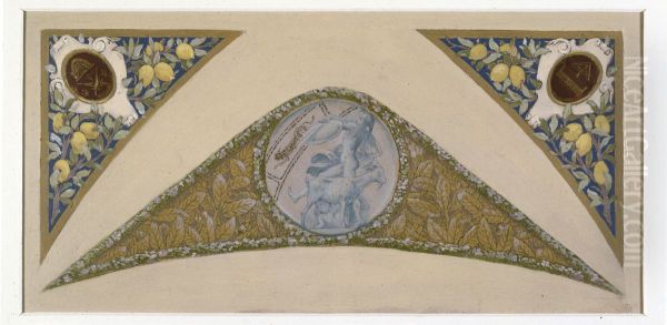 Esquisse pour l'escalier des Fetes de l'Hotel de Ville de Paris : Capricorne Oil Painting by Luc-Olivier Merson