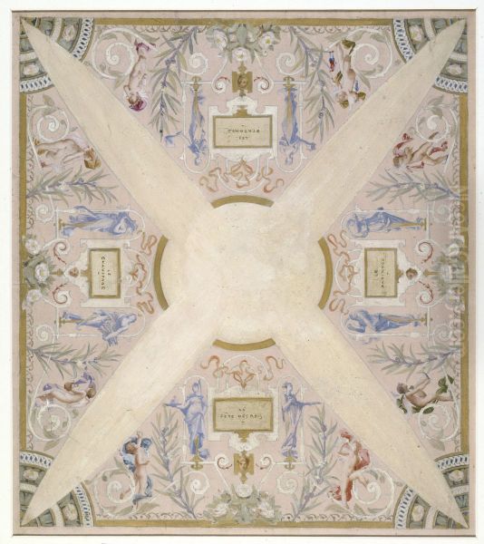 Esquisse pour l'escalier des fetes de l'Hotel de Ville de Paris : Janvier Oil Painting by Luc-Olivier Merson