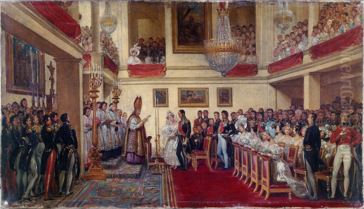 Le mariage du roi Leopold I avec la princesse d'Orleans Oil Painting by Joseph-Desire Court