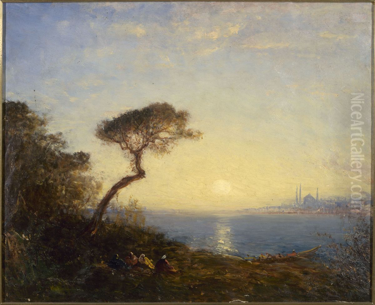 Pin parasol a l'embouchure du Bosphore Oil Painting by Felix Ziem