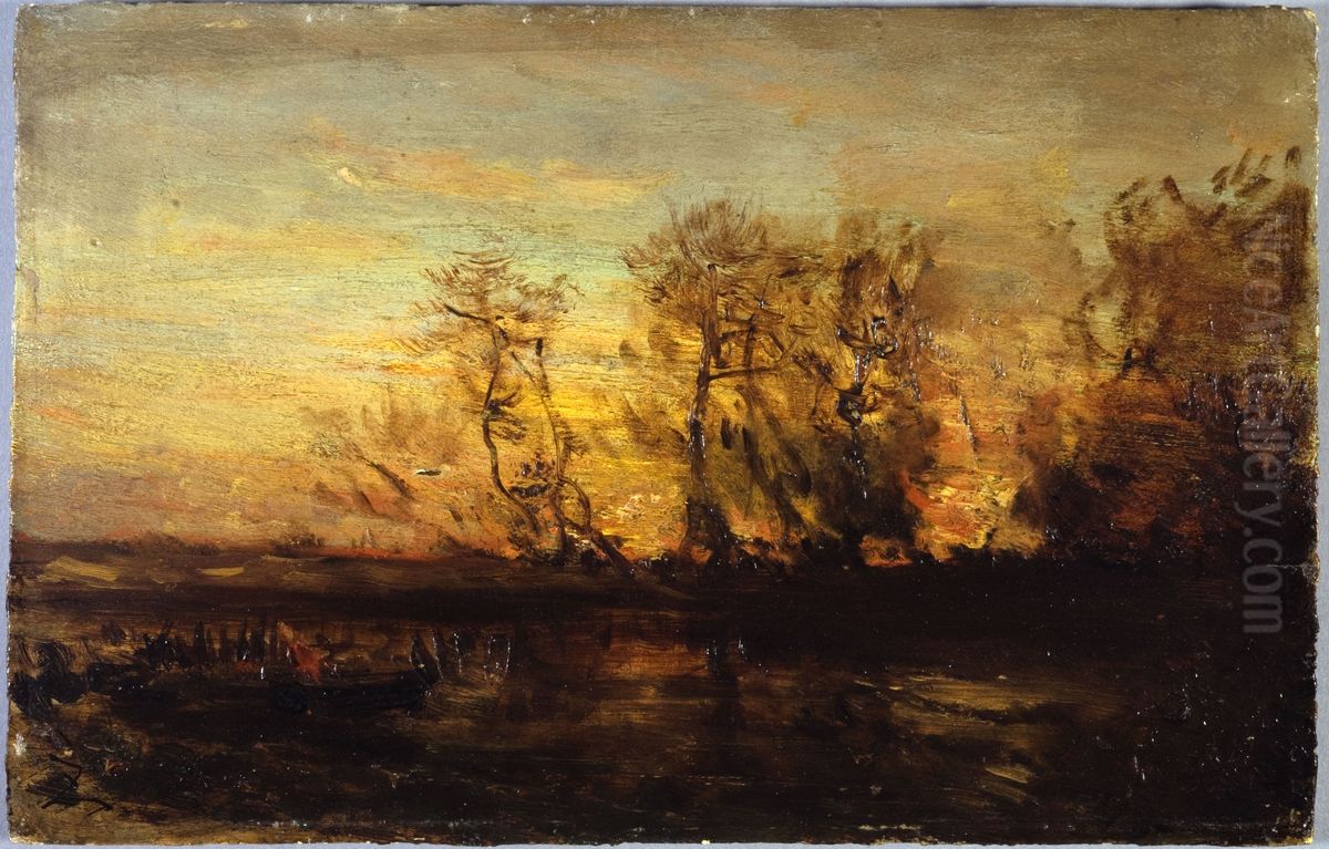 Coucher de soleil Oil Painting by Felix Ziem