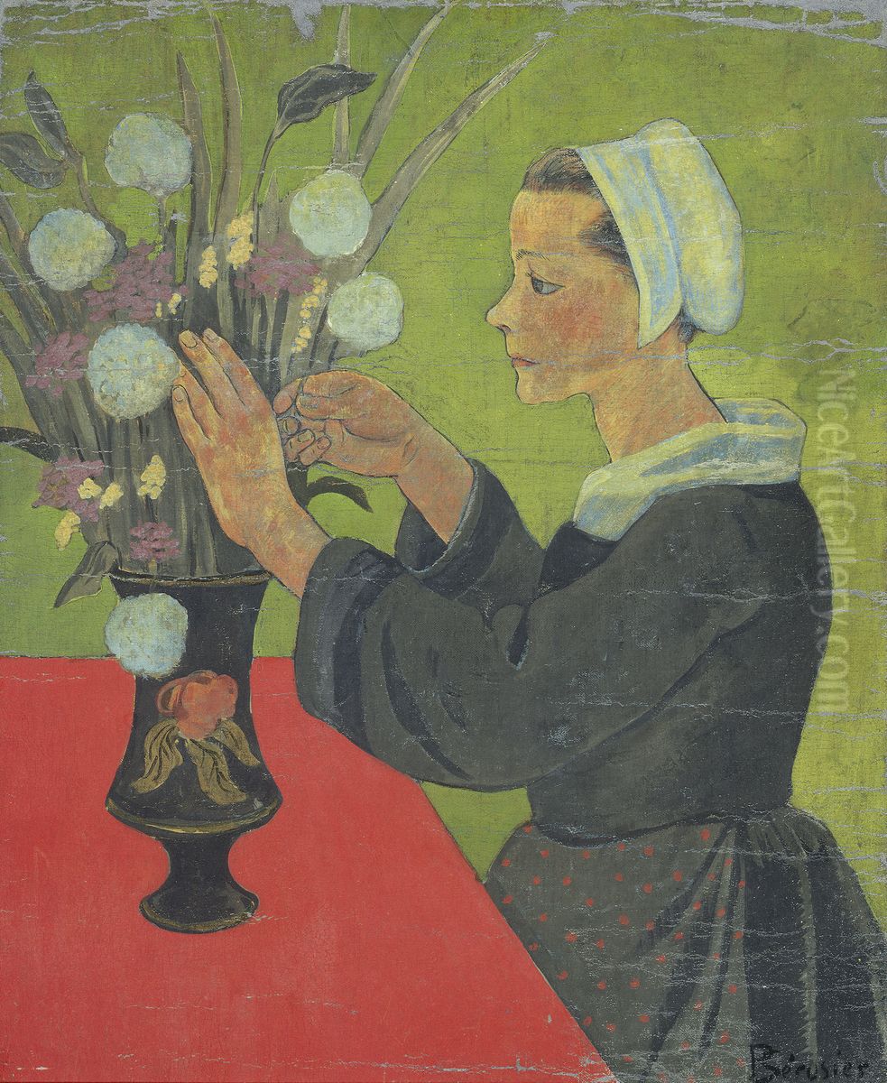 Bretonne au bouquet (Huelgoat) Oil Painting by Paul Serusier