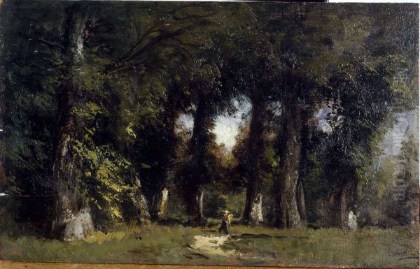 Lisiere de foret (au recto), Paysage anime (au revers) Oil Painting by Felix Ziem
