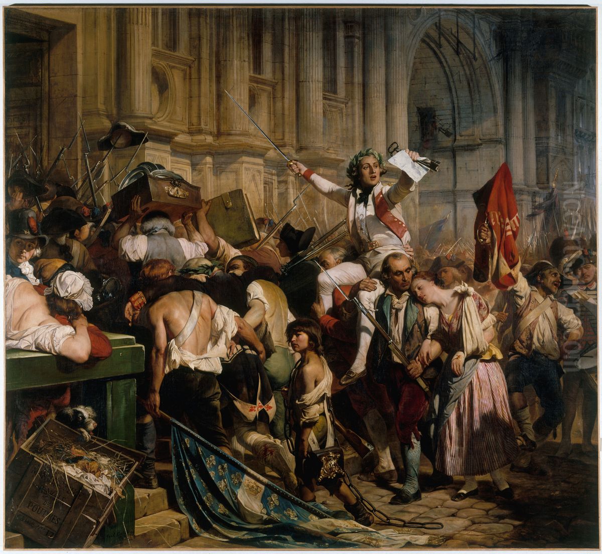 The Victors of the Bastille in Front of the Hotel de Ville Oil Painting by Paul Delaroche