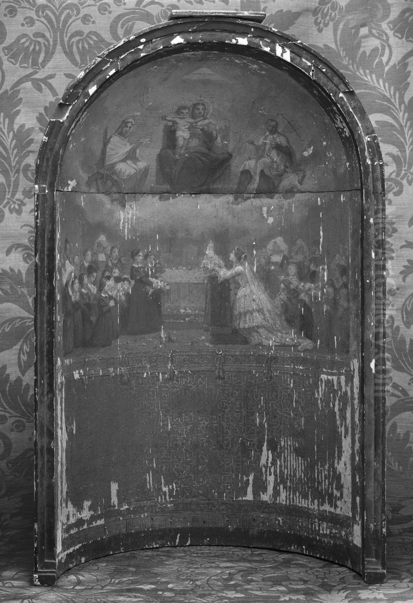 Maquette pour la chapelle de la maison de l'education des jeunes ouvrieres: l'Imperatrice mettant l'oeuvre des jeunes ouvrieres sous la protection de la Vierge, de saint Vincent-de-Paul et de sainte Genevieve Oil Painting by Felix-Joseph Barrias Maquette pour la chapelle de la maison de l'education des jeunes ouvrieres: l'Imperatrice mettant l'oeuvre des jeunes ouvrieres sous la protection de la Vierge, de saint Vincent-de-Paul et de sainte Genevieve Oil Painting by Felix-Joseph Barrias