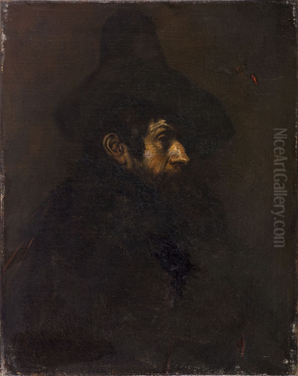 Homme au grand chapeau Oil Painting by Eduardo Zamacois y Zabala