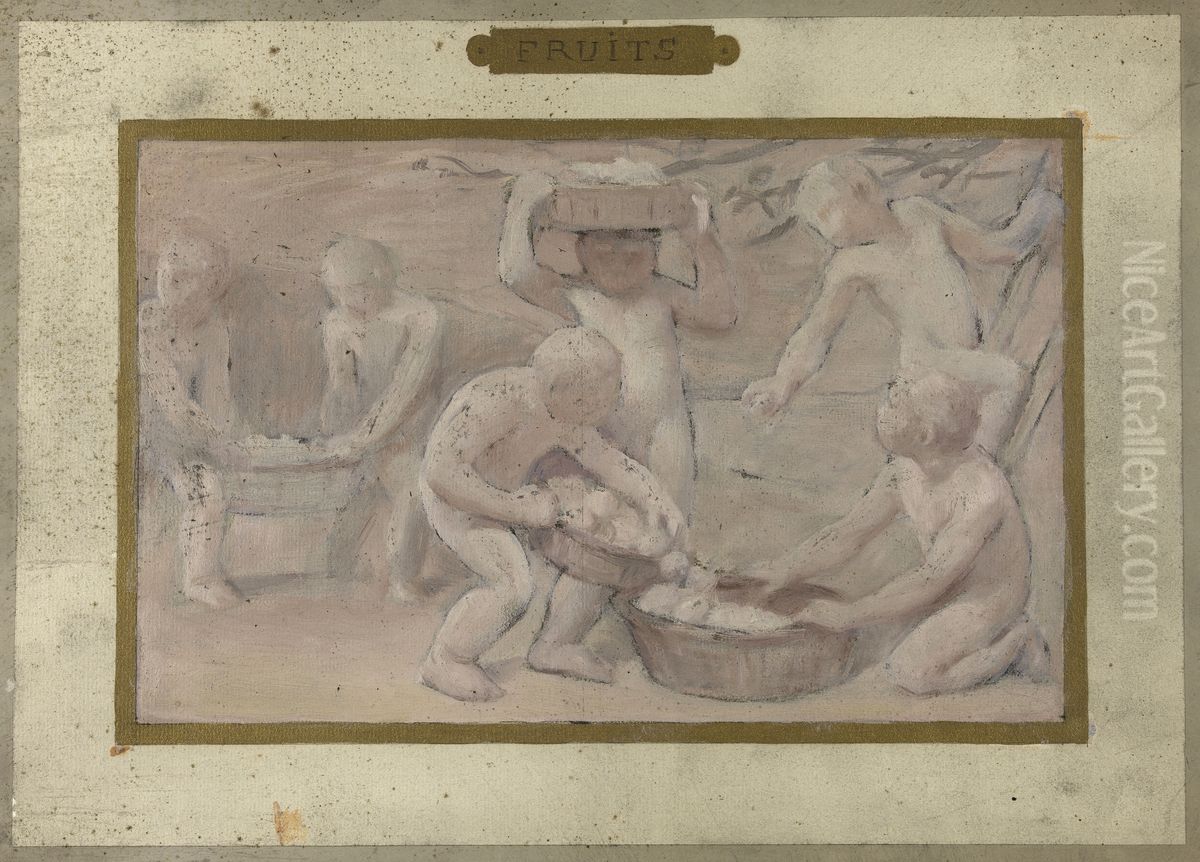 Esquisse pour la salle des fetes de l'Hotel de Ville : Fruits Oil Painting by Albert Aublet