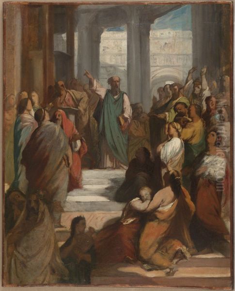 Esquisse pour l'eglise Saint-Jacques-Saint-Christophe de la Villette : Saint Paul a Ephese Oil Painting by Jean-Francois Bremond