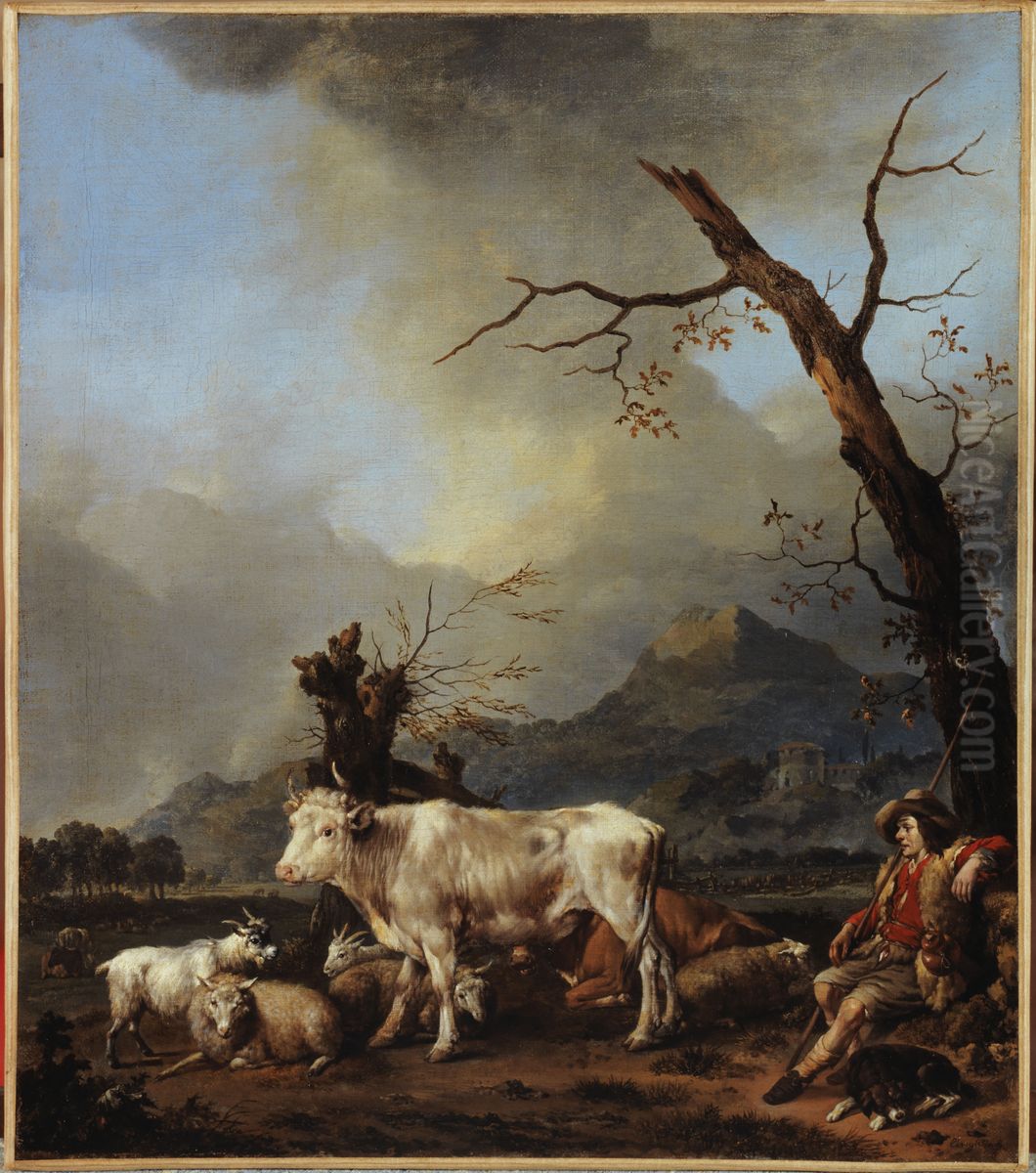 Le Berger et son troupeau Oil Painting by Johannes Lingelbach