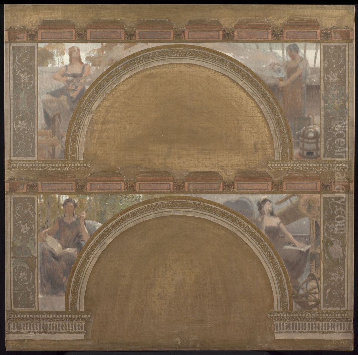 Esquisse pour le salon d'entree nord de l'Hotel de Ville de Paris : La Physique. La Chimie. La Philosophie. L'Astronomie Oil Painting by Henri Bonis Esquisse pour le salon d'entree nord de l'Hotel de Ville de Paris : La Physique. La Chimie. La Philosophie. L'Astronomie Oil Painting by Henri Bonis