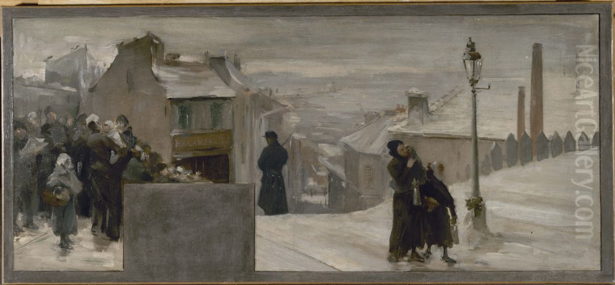 Esquisse pour le cabinet du prefet de l'Hotel de Ville de Paris : La Famine Oil Painting by Paul-Louis Delance
