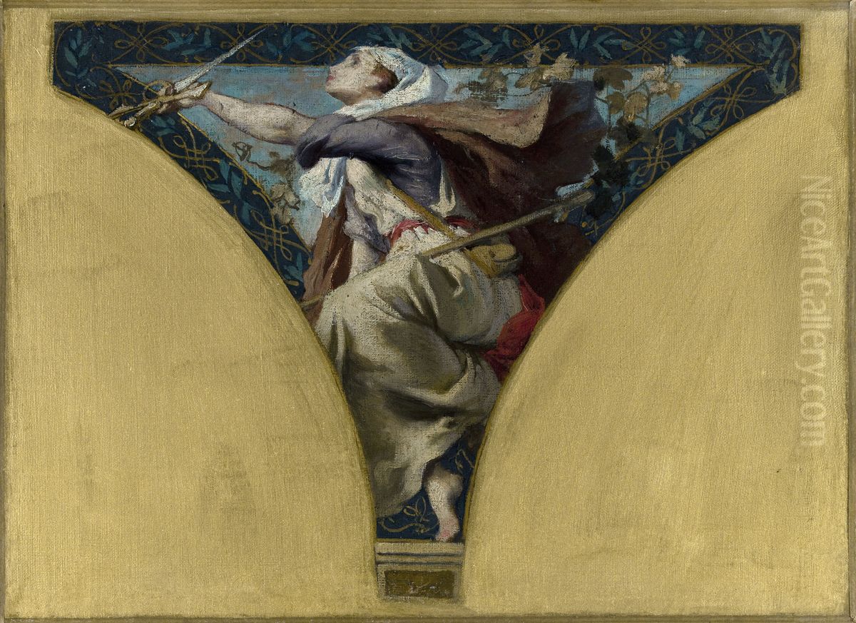 Esquisse pour la salle des Fetes de l'Hotel de Ville de Paris : La Lorraine Oil Painting by Francois Emile Ehrmann