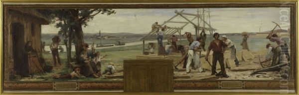 Esquisse pour la mairie de Saint Maur-des-Fosses: Famille et Travail Oil Painting by Paul Baudouin