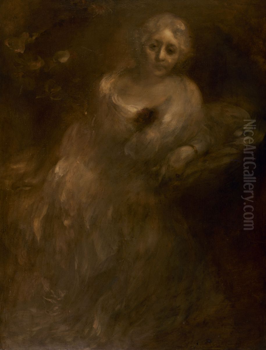 Portrait de Madame Aline Menard-Dorian Oil Painting by Eugene Carriere