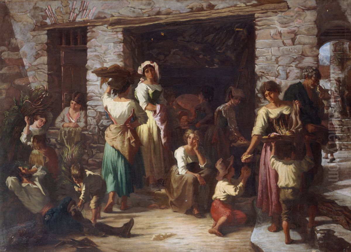 Scene de rue en Italie Oil Painting by Auguste Dutuit