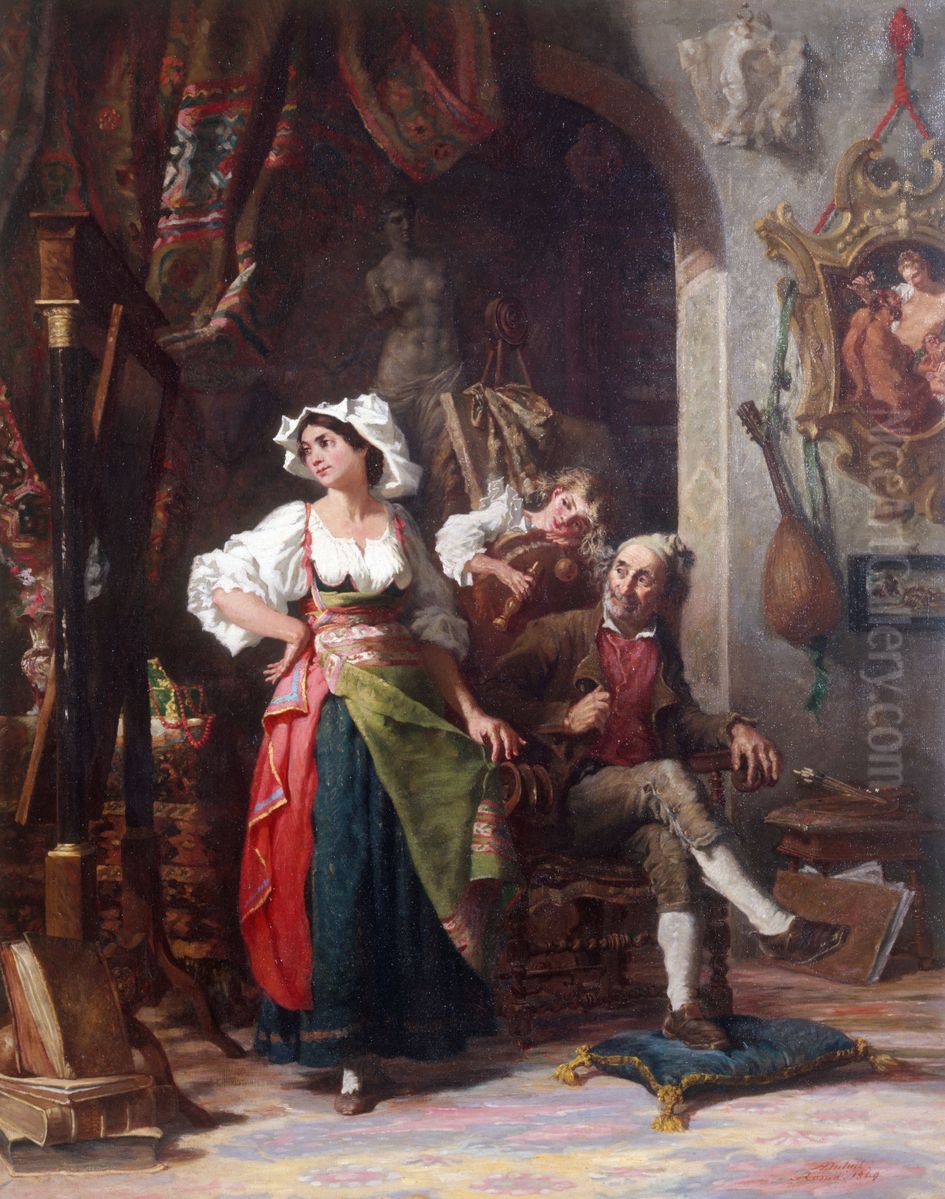 Modeles dans un atelier, pendant l'absence du peintre Oil Painting by Auguste Dutuit