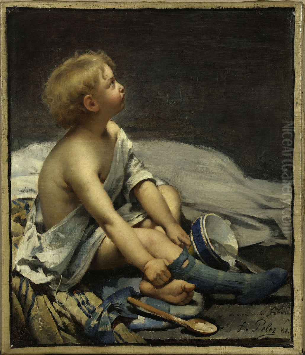 Un enfant dans la mansarde Oil Painting by Fernand Pelez