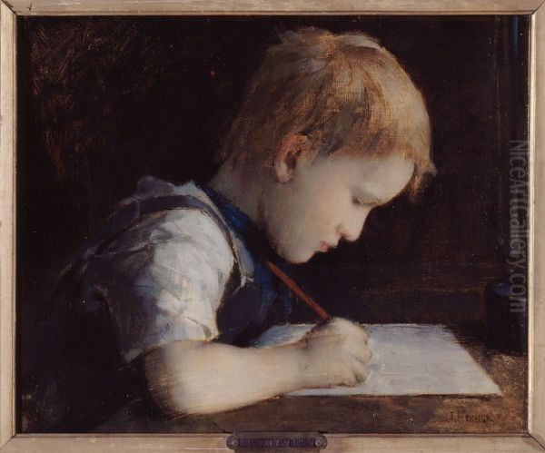 Le petit ecriveur Oil Painting by Jean-Jacques Henner
