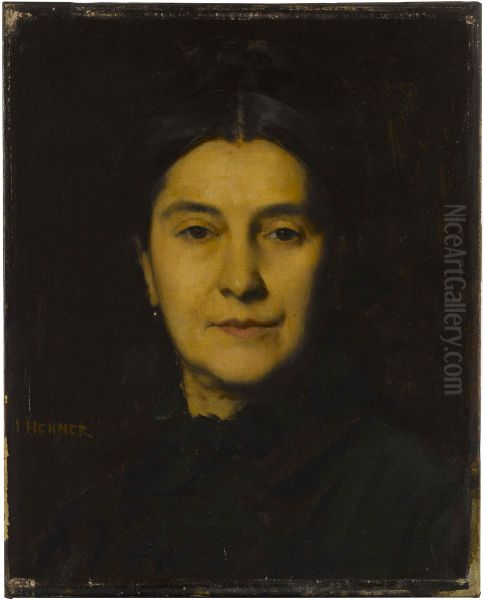 Portrait de Madame Herzog Oil Painting by Jean-Jacques Henner