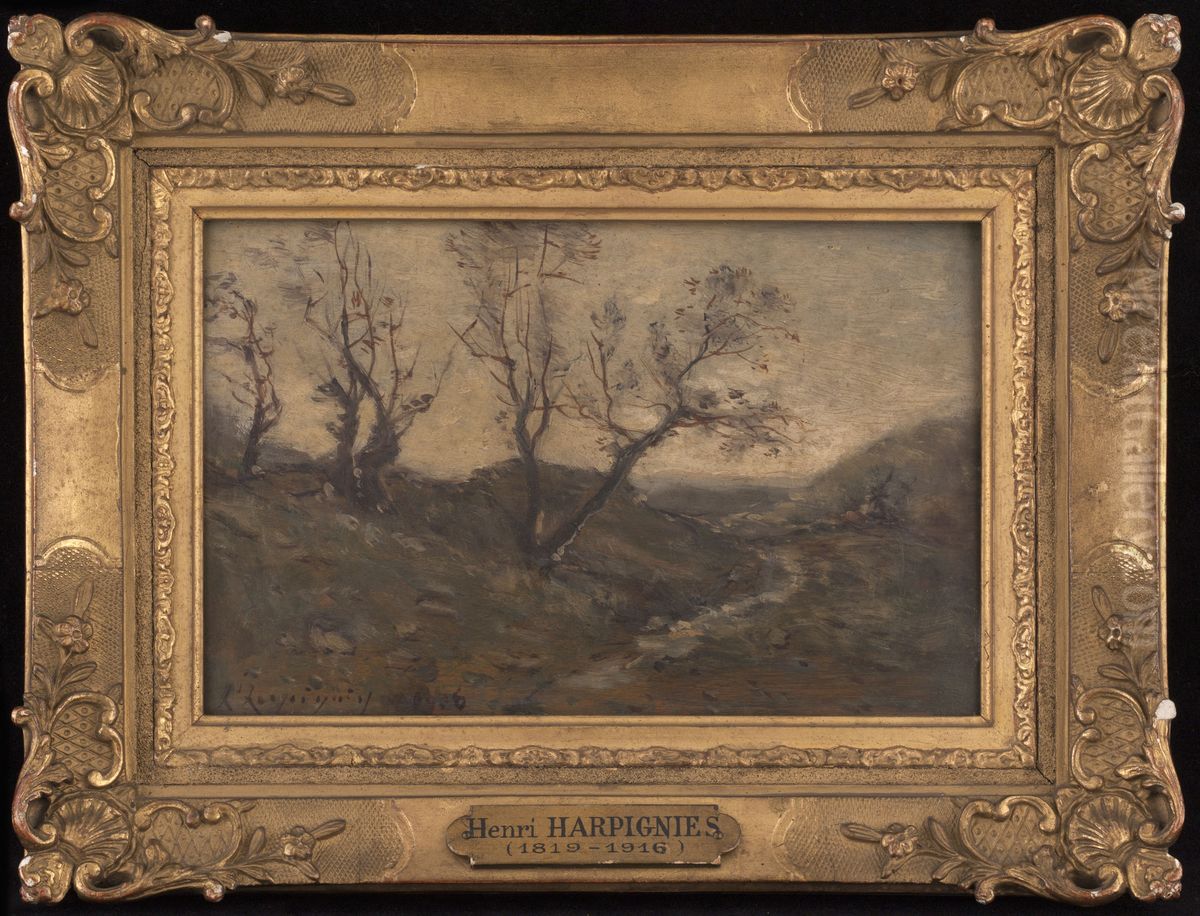 Le ruisseau Oil Painting by Henri Harpignies