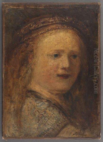 Etude de femme, copie d'apres Rembrandt Oil Painting by Felix Ziem