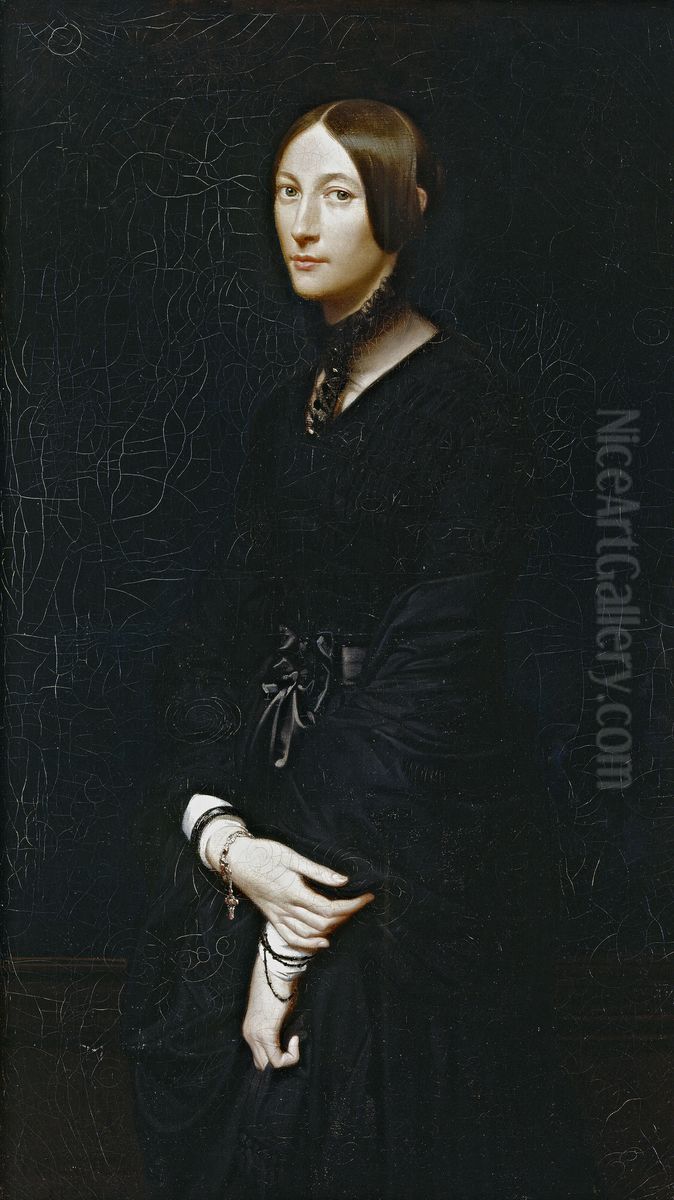 Portrait de Julie Mottez Oil Painting by Victor Mottez