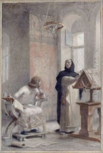 Esquisse pour l'escalier de la Sorbonne : Louis IX a l'abbaye de Royaumont
