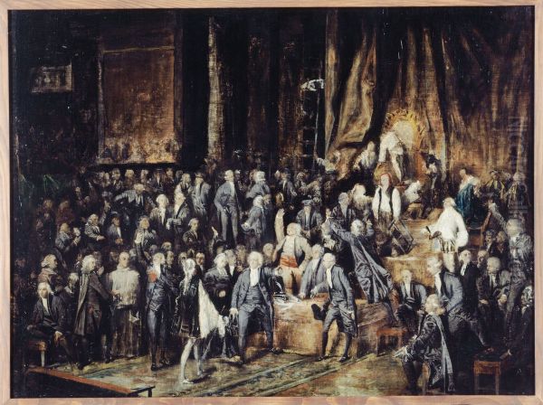 Le marquis de Deux-Breze et Mirabeau, le 23 juin 1789 Oil Painting by Paul Chenavard