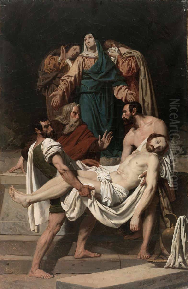 La Mise au tombeau, esquisse pour l'eglise Saint-Antoine-des-Quinze-Vingts Oil Painting by Pierre-Jules Jollivet