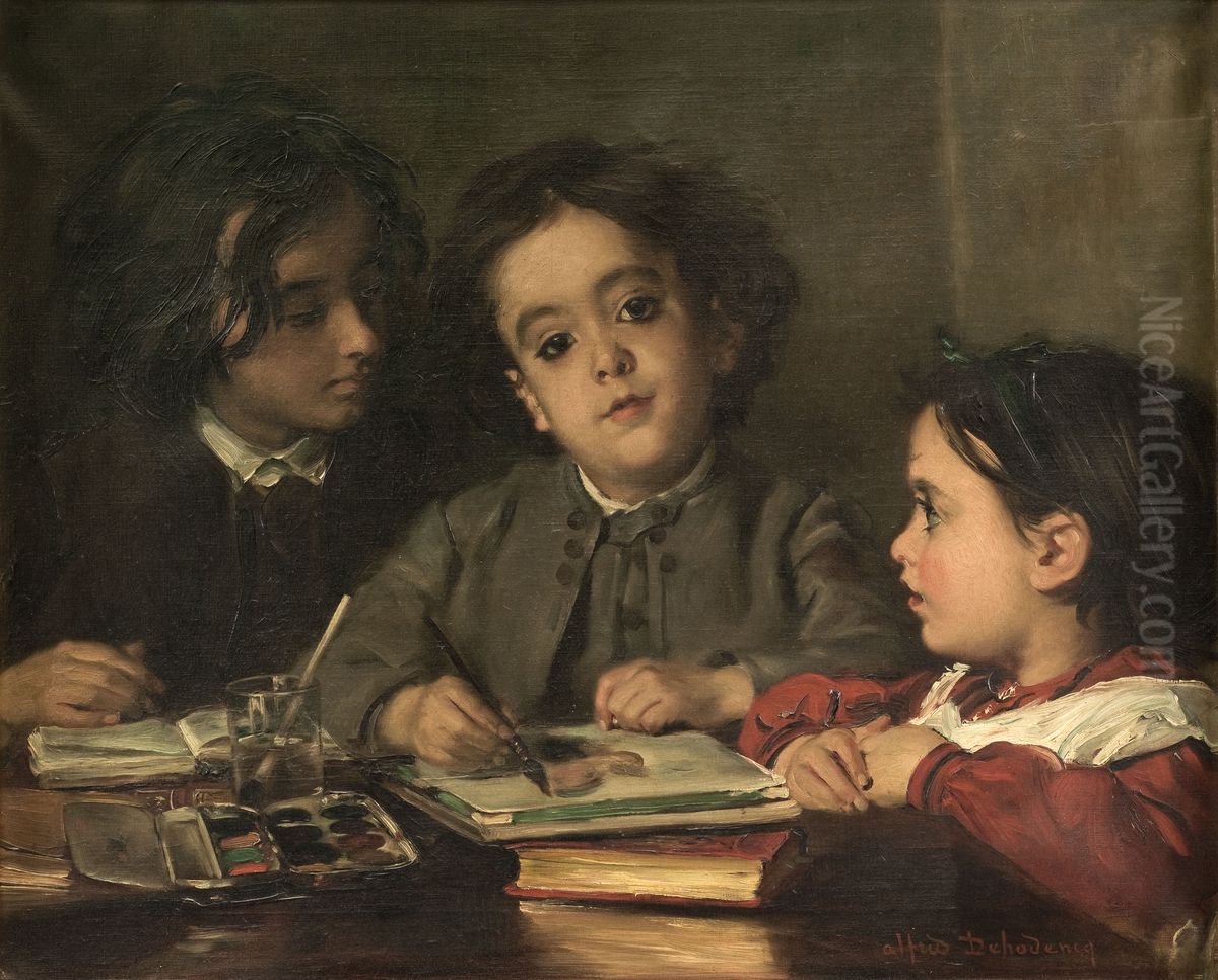 Portraits intimes Oil Painting by Alfred Dehodencq
