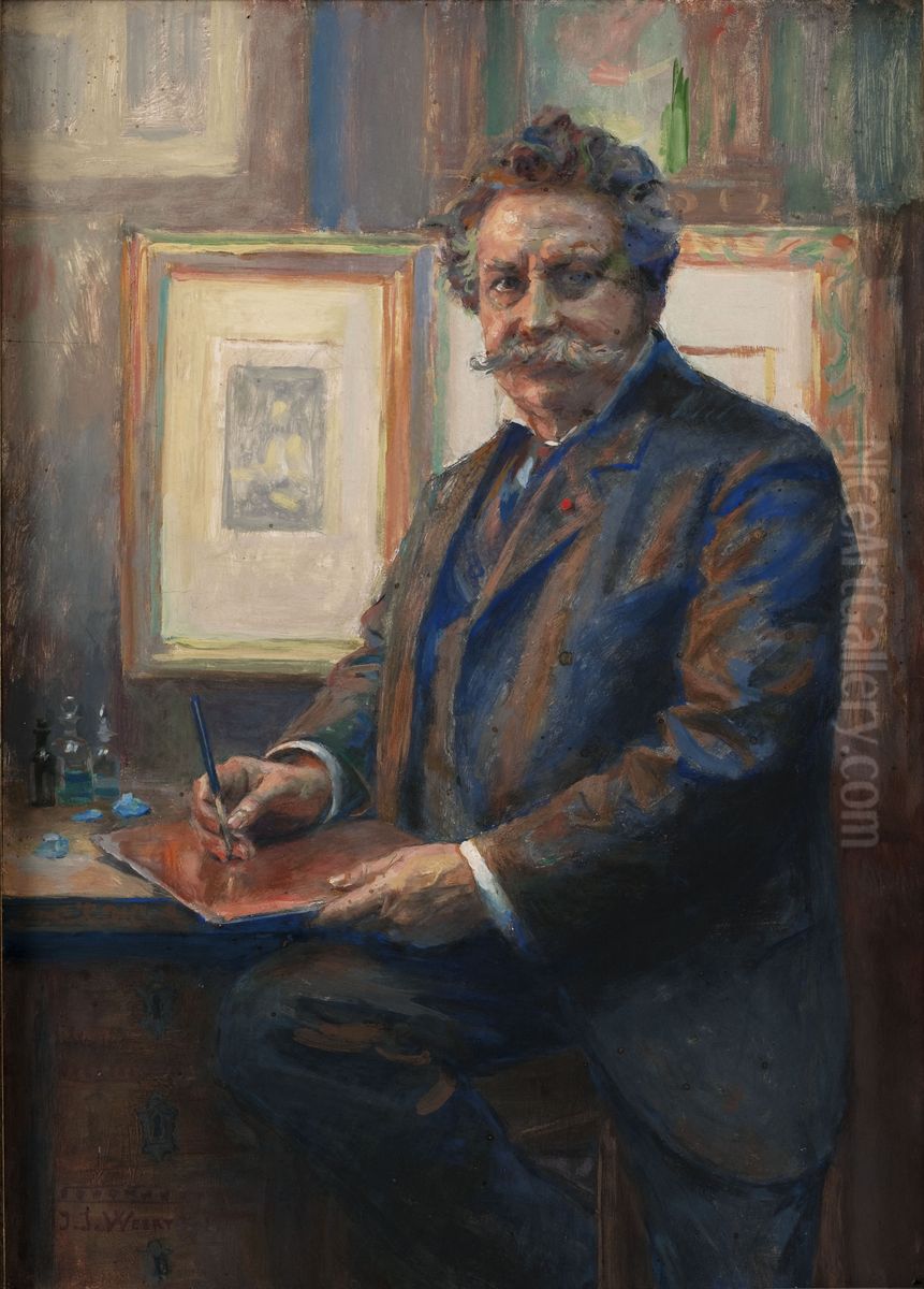 Portrait de Charles Albert Waltner dans son atelier Oil Painting by Jean-Joseph Weerts