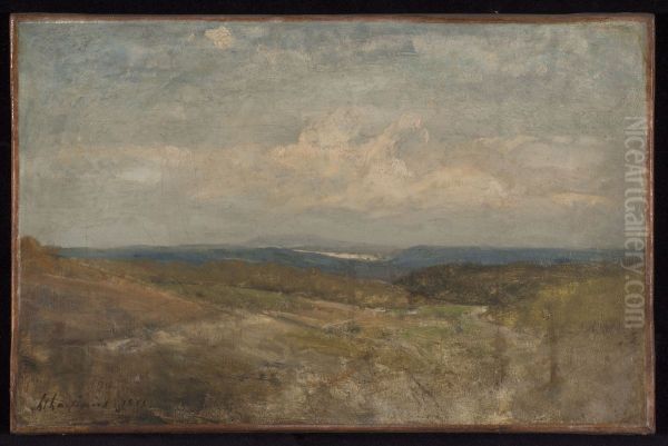 Paysage de collines Oil Painting by Henri Harpignies