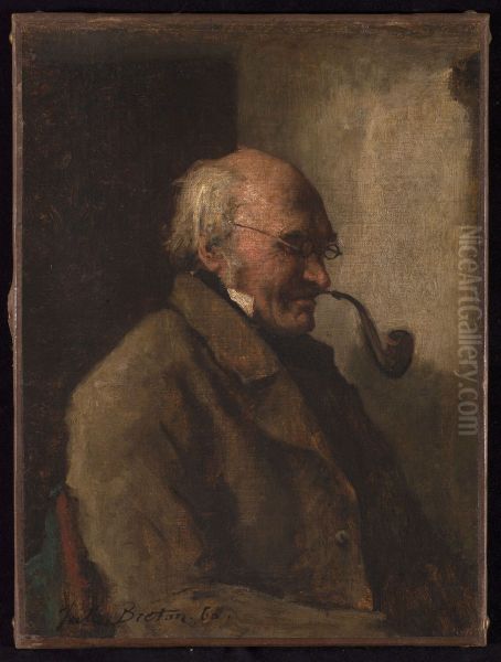 L'homme a la pipe Oil Painting by Jules Breton