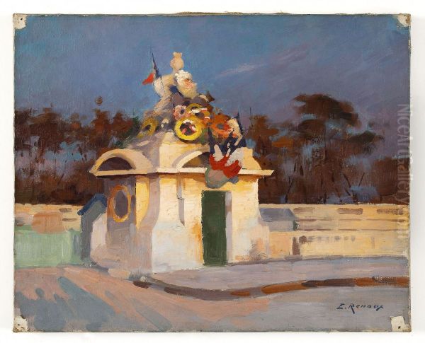 Place de la Concorde, statue de la ville de Strasbourg Oil Painting by Jules Ernest Renoux