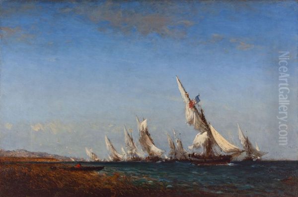 Rentree de pecheurs a Martigues Oil Painting by Felix Ziem