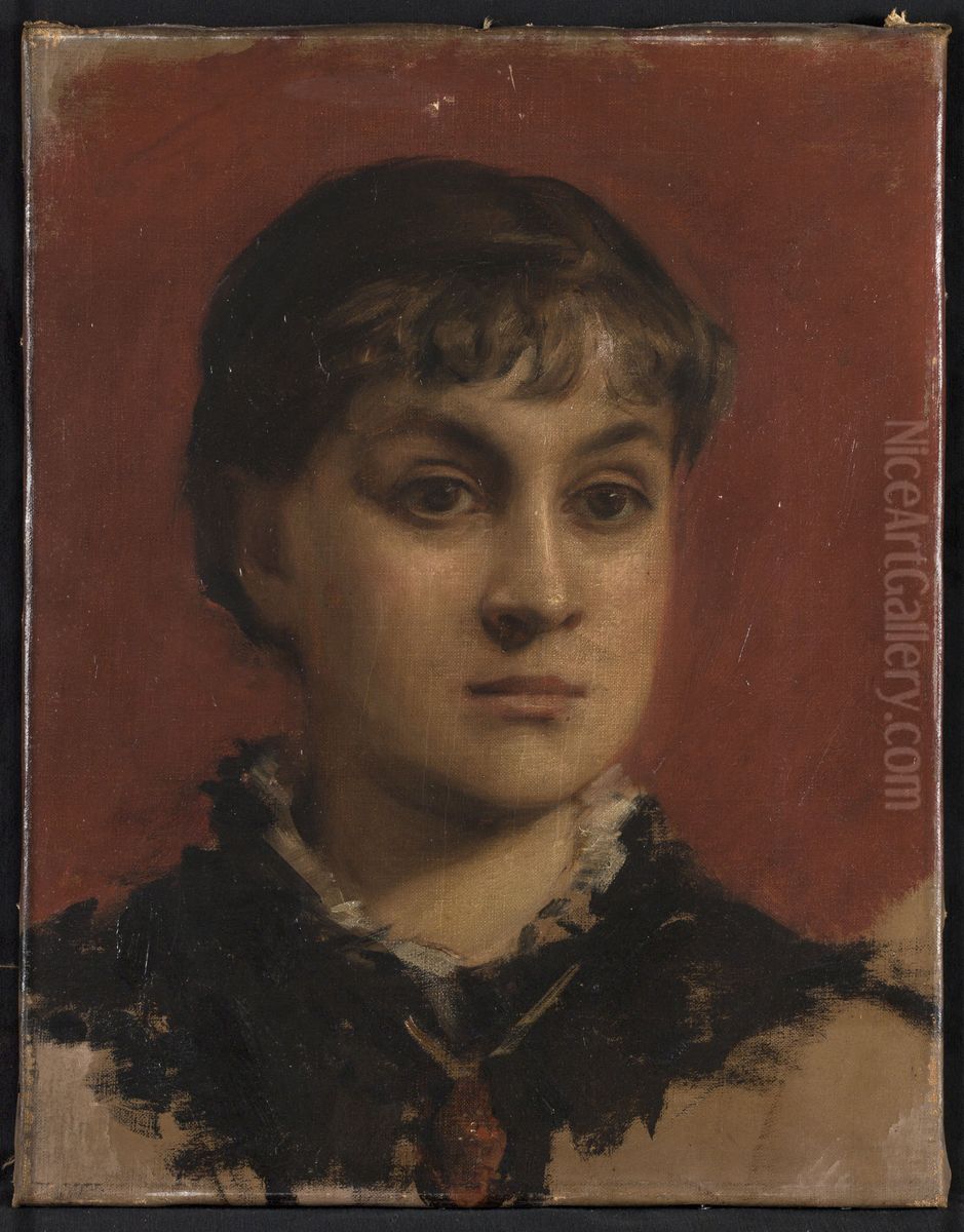 Portrait de Jacqueline Comerre-Paton Oil Painting by Leon Comerre