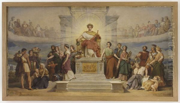 Esquisse pour l'ancien Hotel de Ville de Paris : Le triomphe de la Ville de Paris Oil Painting by Francois-Edouard Picot